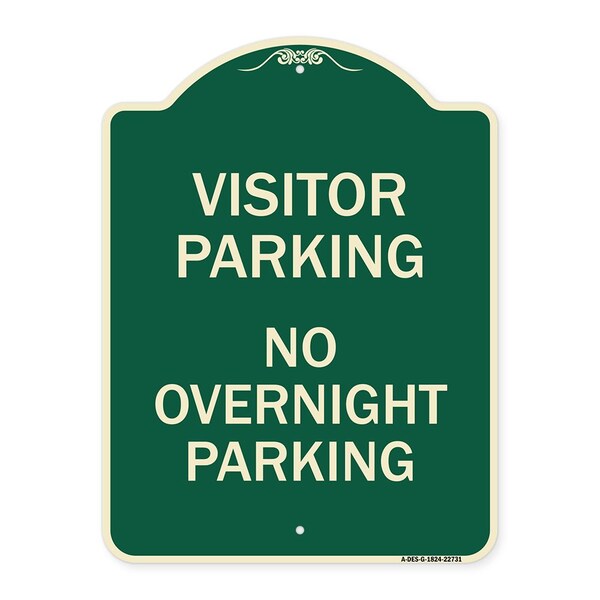 Visitor Parking No Overnight Parking Heavy-Gauge Aluminum Sign, 24" x 18", G-1824-22731